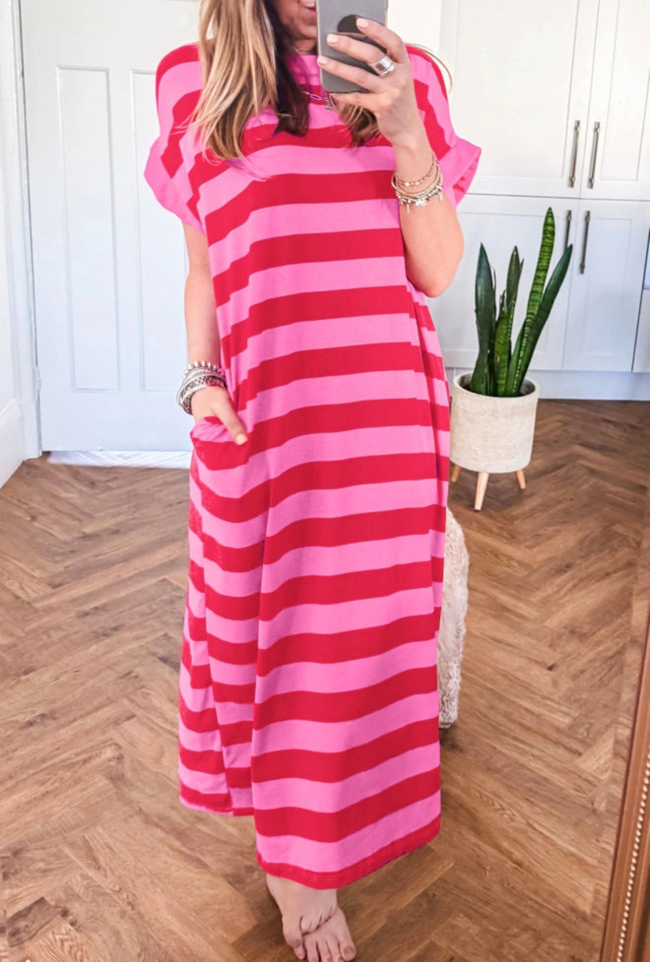 Rose Striped Long Dress-Pre/Order