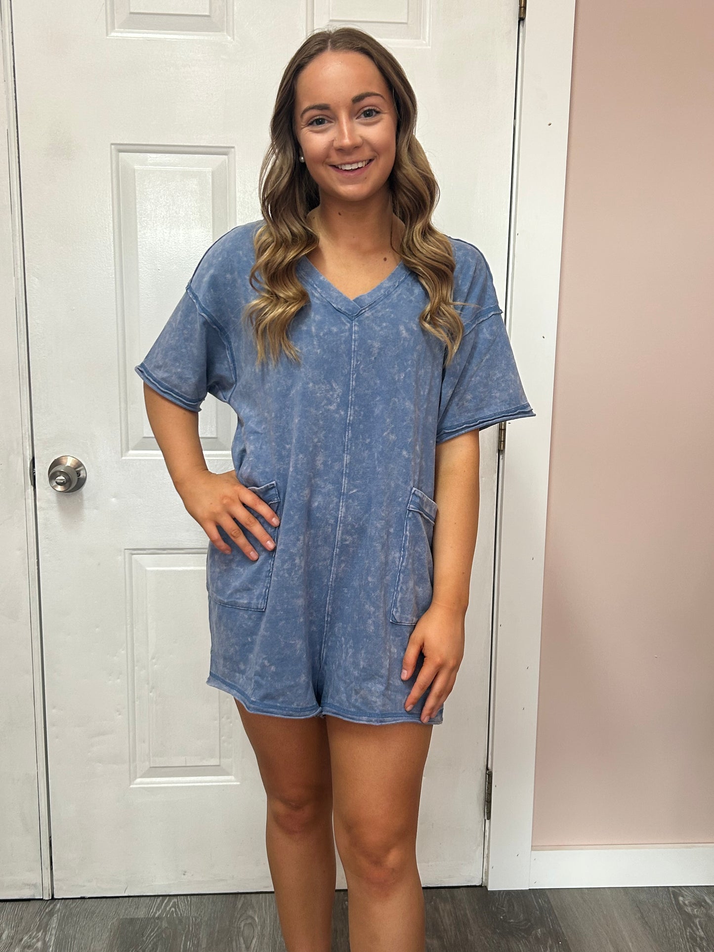 Denim Acid Washed Romper