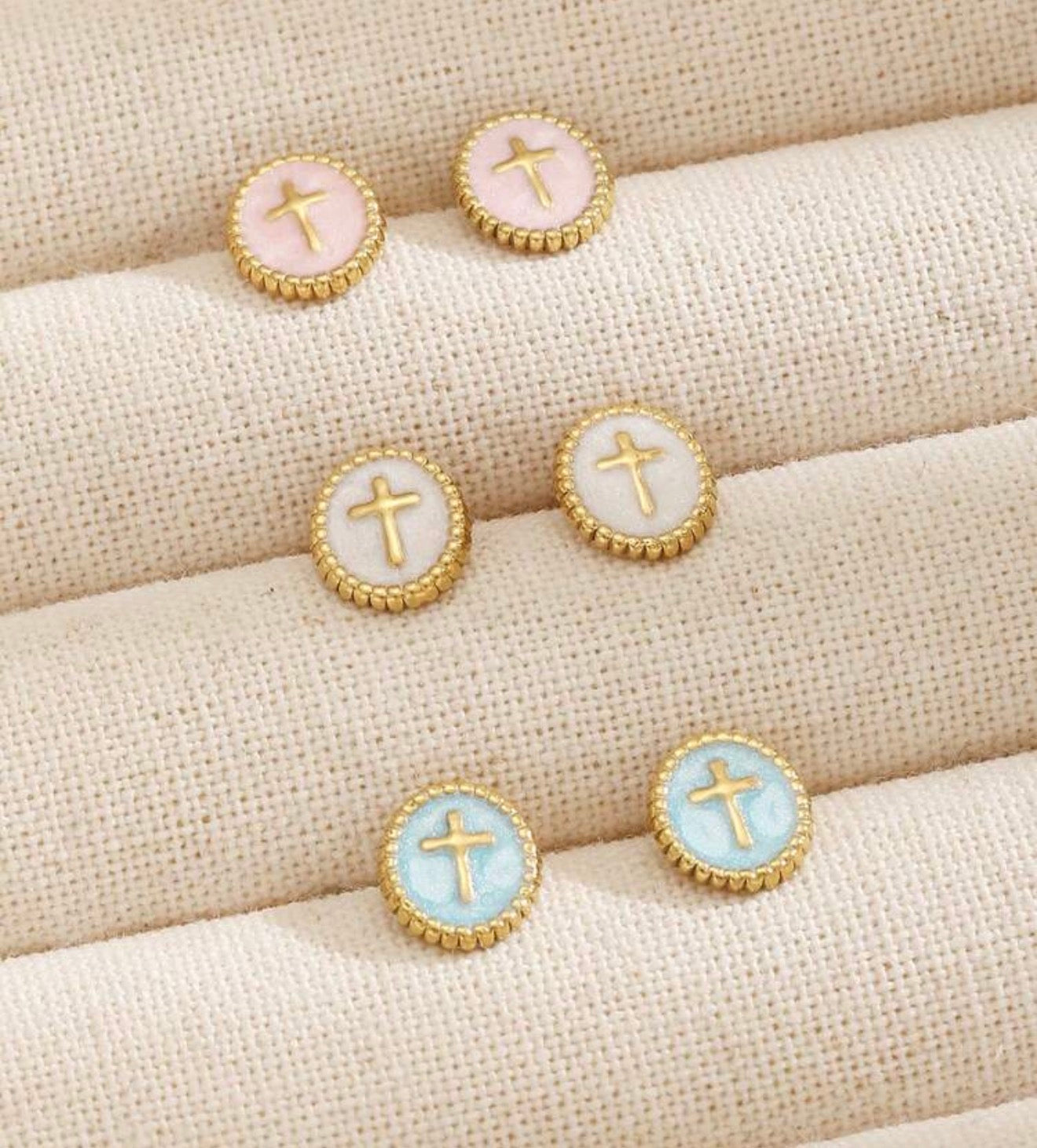 Cross Chain Stud Earrings