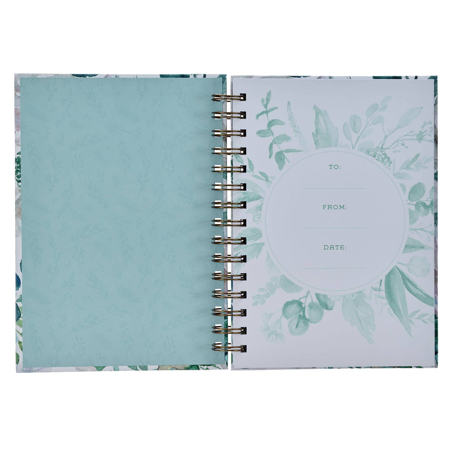 Journal Wirebound White/Teal Floral Be Still Ps. 46:10