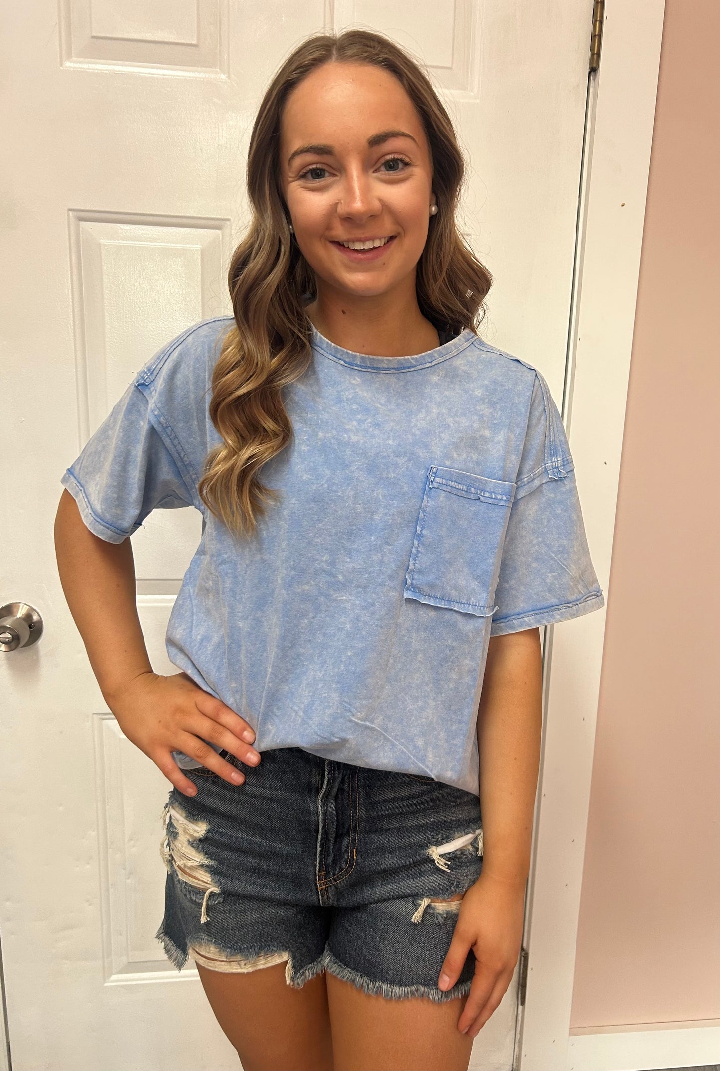 Blue Mineral Washed Tee