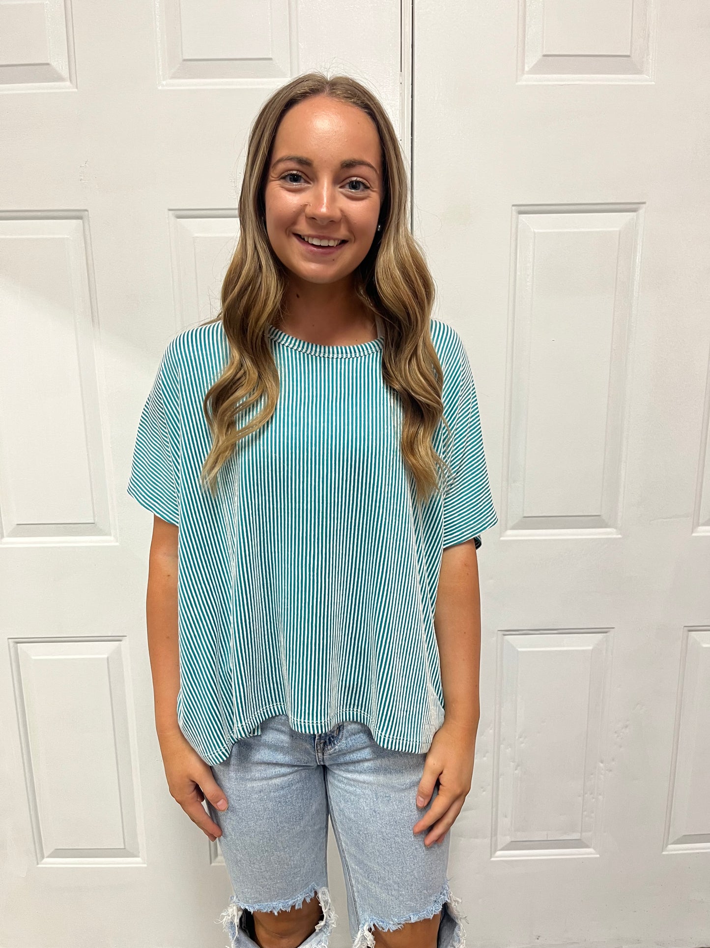 Teal Ribbed Top