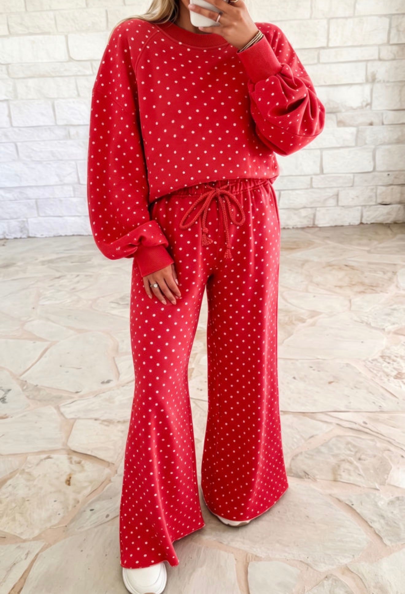 Red Polka Dot Pant Set-Pre/Order