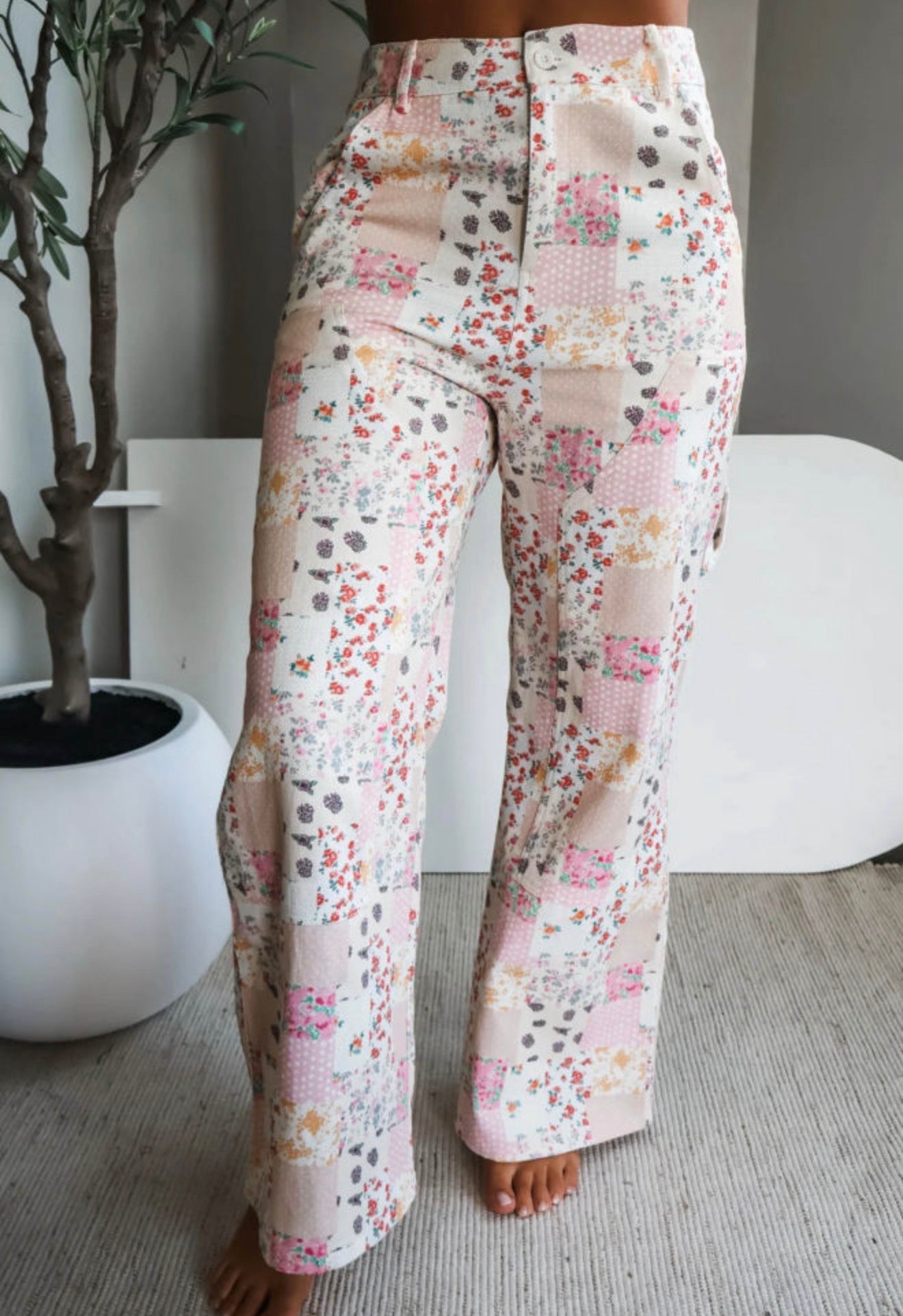 Pink Floral Jeans-Pre/Order
