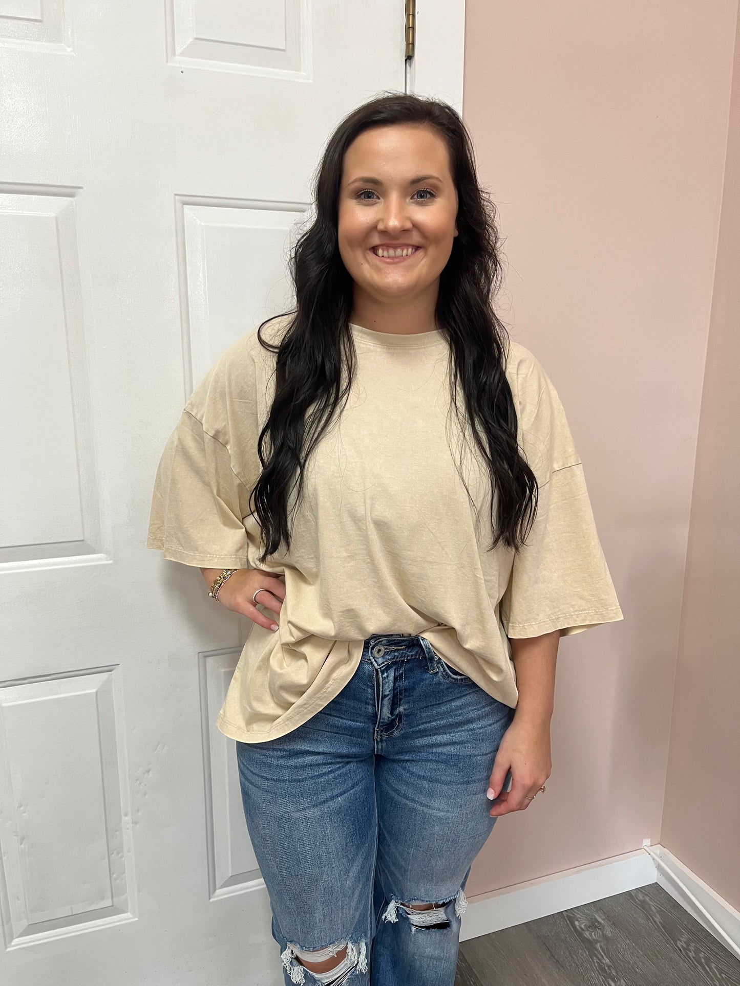 Beige Wash Oversized Tee