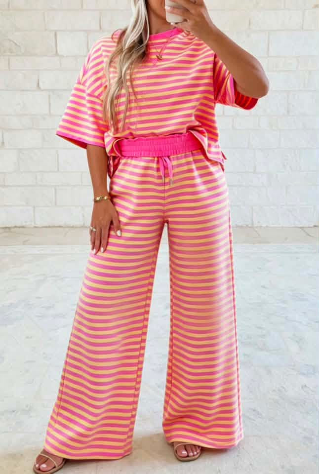 Pink Stripe Pant Set-Pre/Order