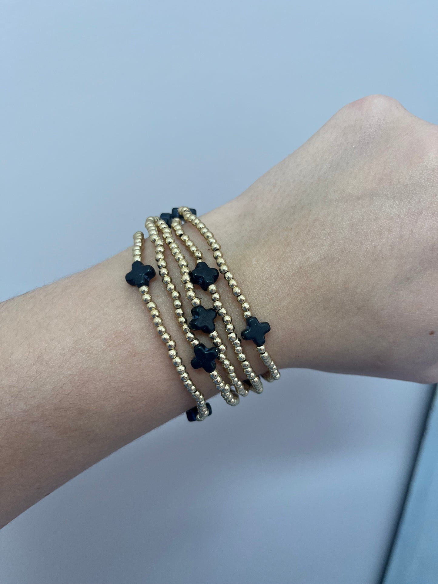 Mini Cross Gold Bracelet Stack