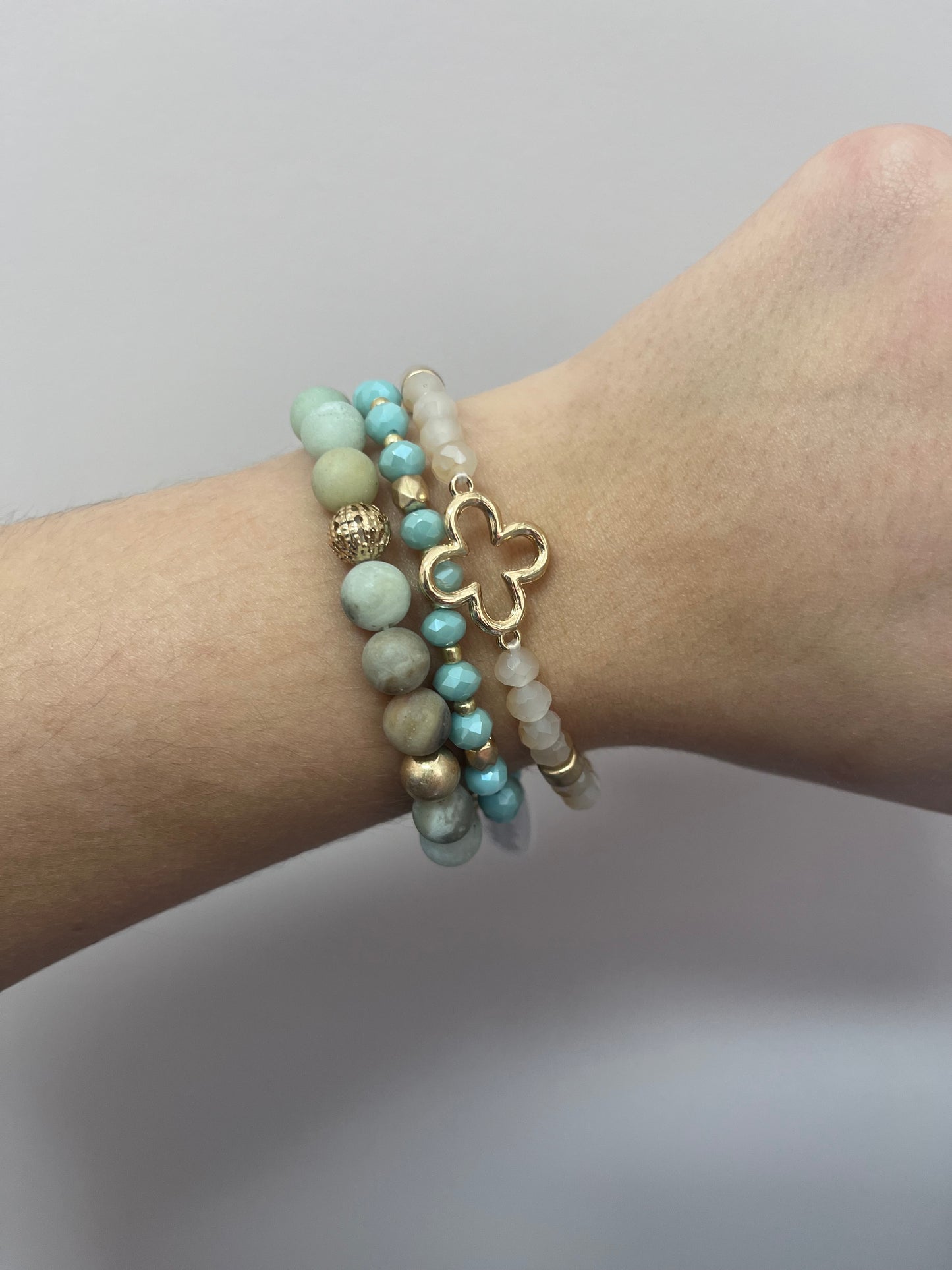 Clover Beaded Bracelet Stack