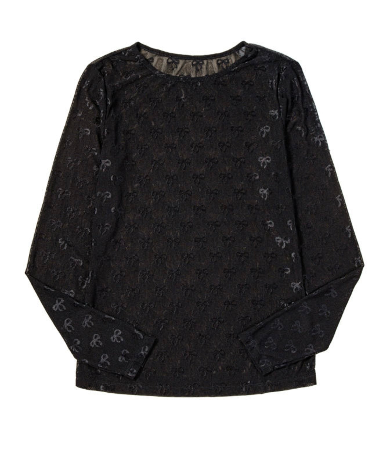 Black Bow Mesh Top