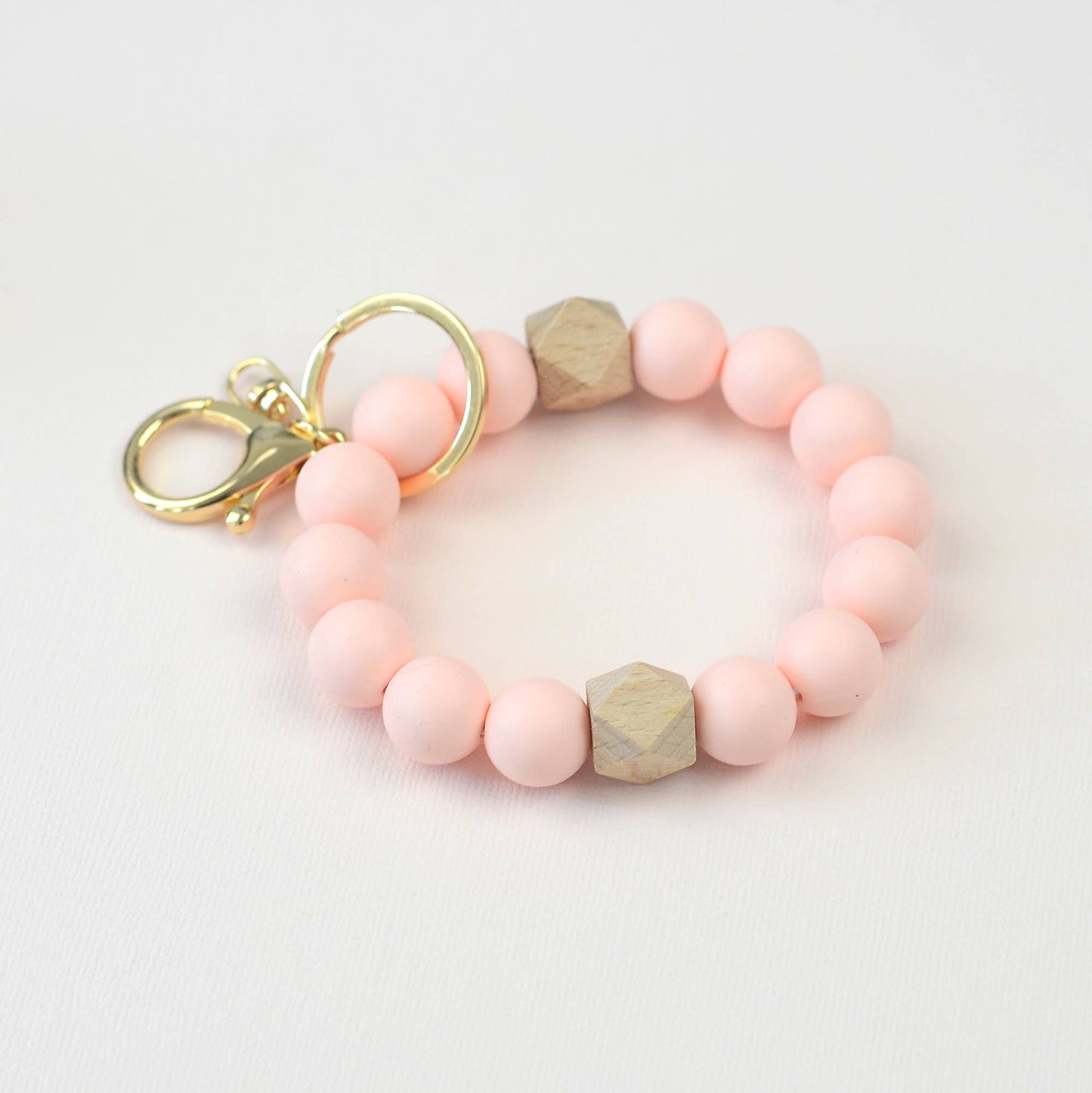 Solid Neutrals Silicone Keyring, Wristlet Keychain, Beaded