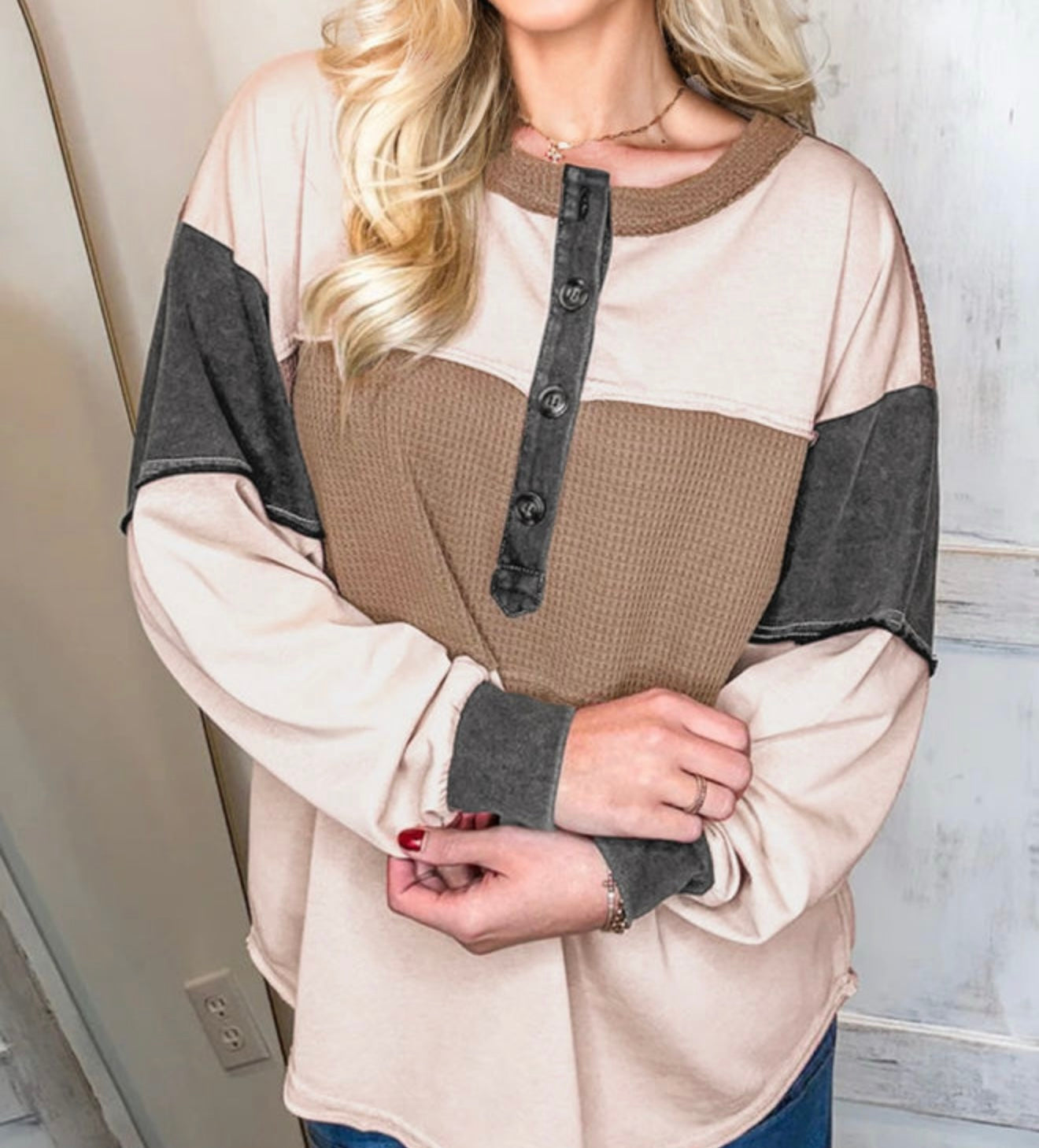 Jet Stream Color Block Patchwork Loose Top
