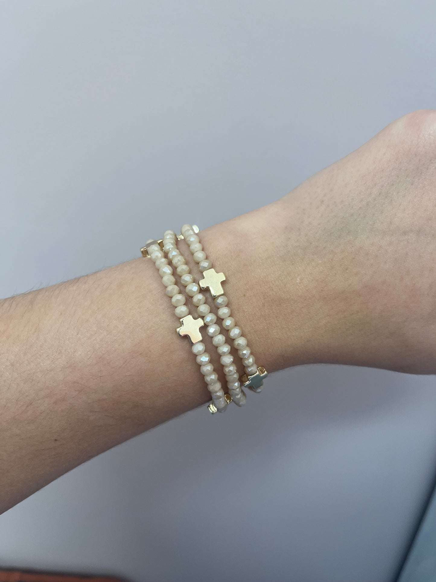 Mini Cross Ivory Bracelet Stack