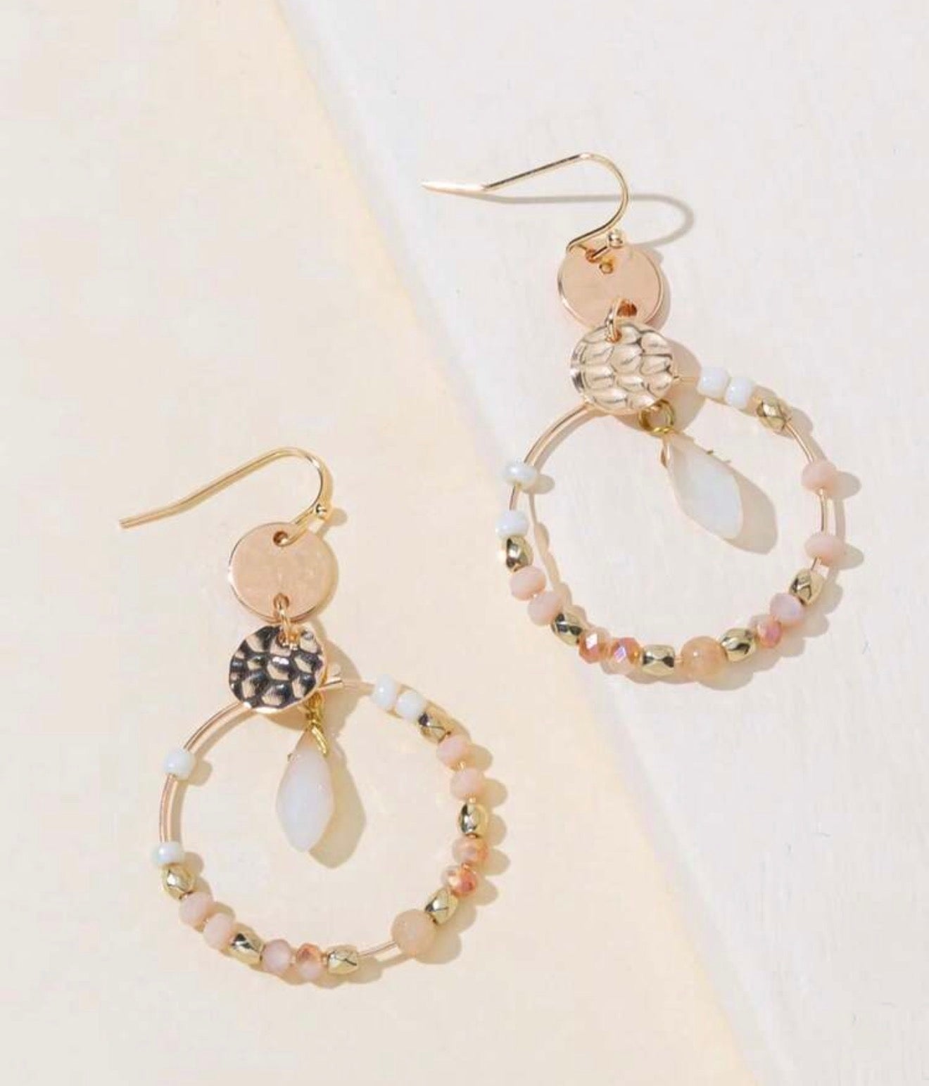 Crystal Beaded Round Earrings