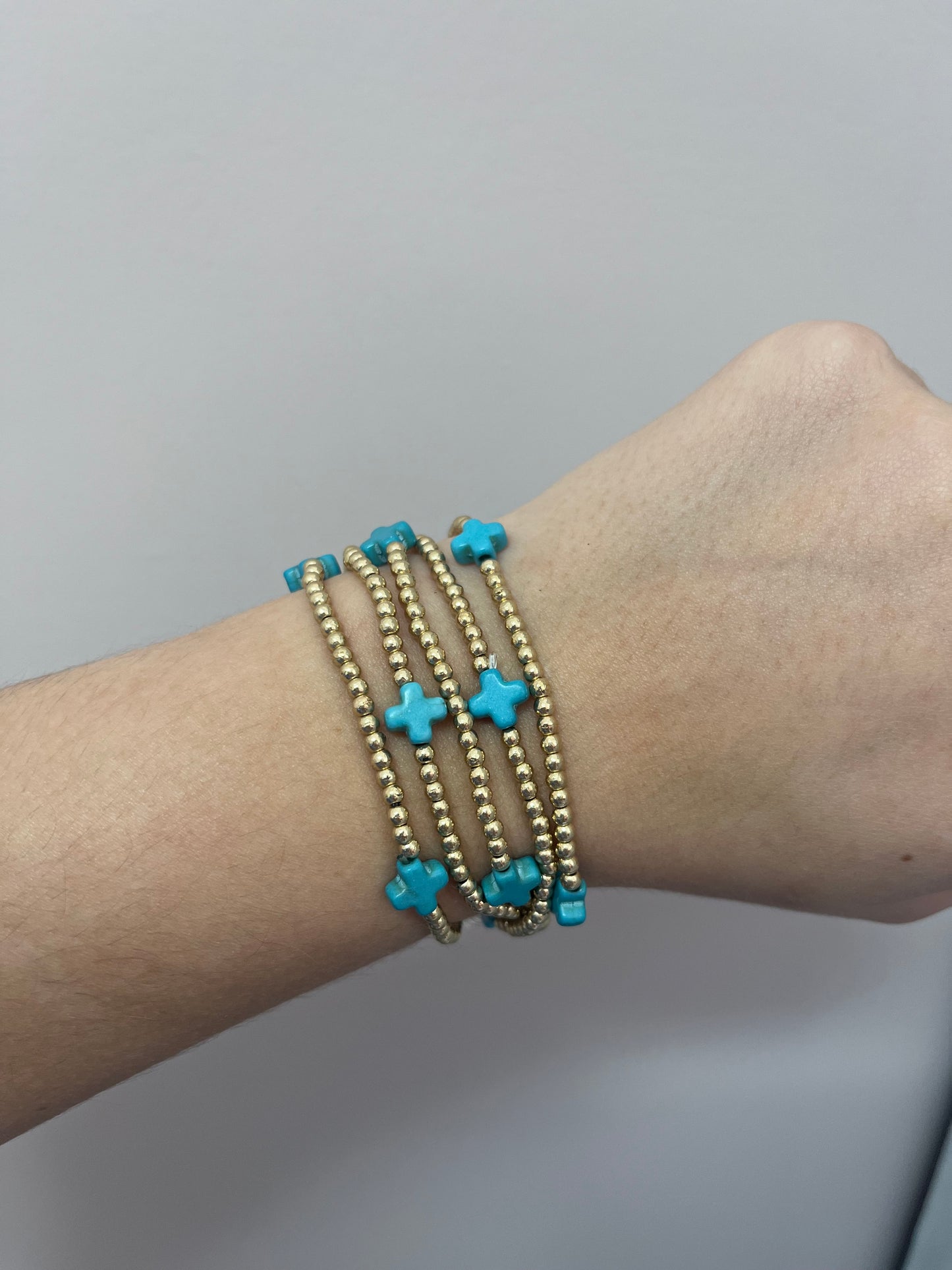 Mini Cross Turquoise Bracelet Stack