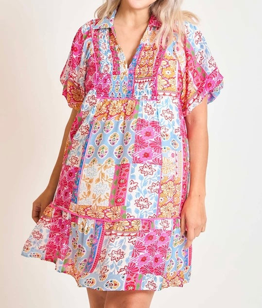 Plus Size Pink Mix Floral Dress