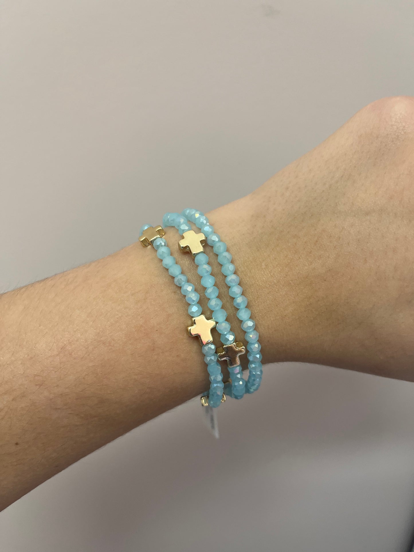 Mini Cross Light Blue Bracelet Stack