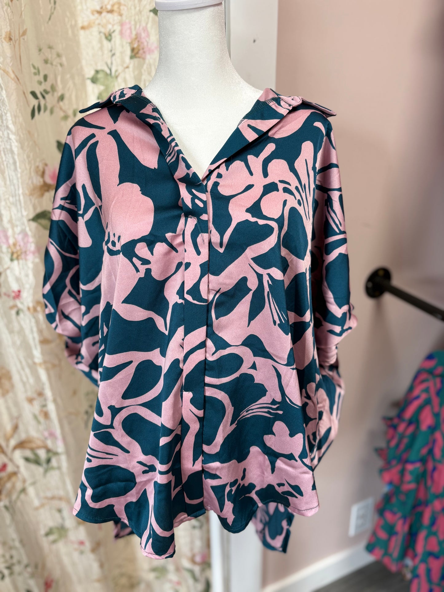 Teal/Pink Blouse