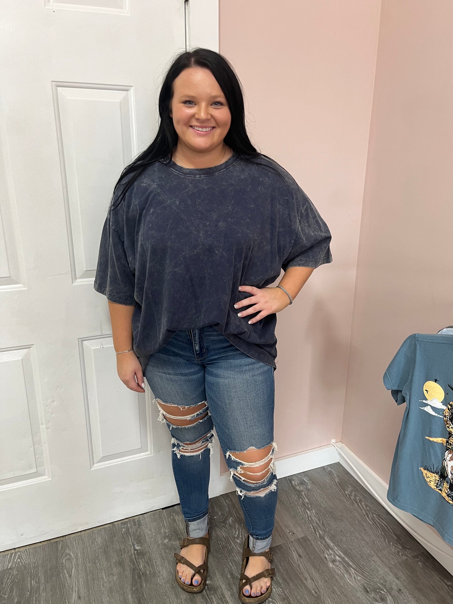 Navy Wash Oversized Tee