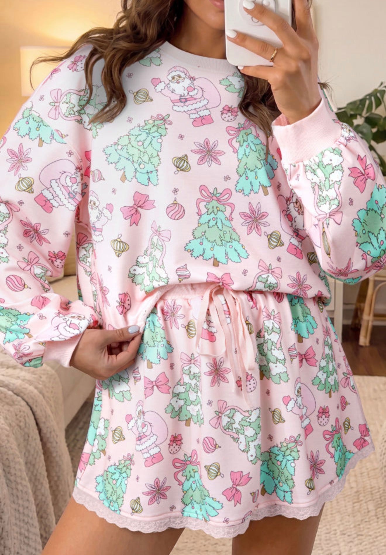 Pink Floral Christmas Skort Set-Pre/Order