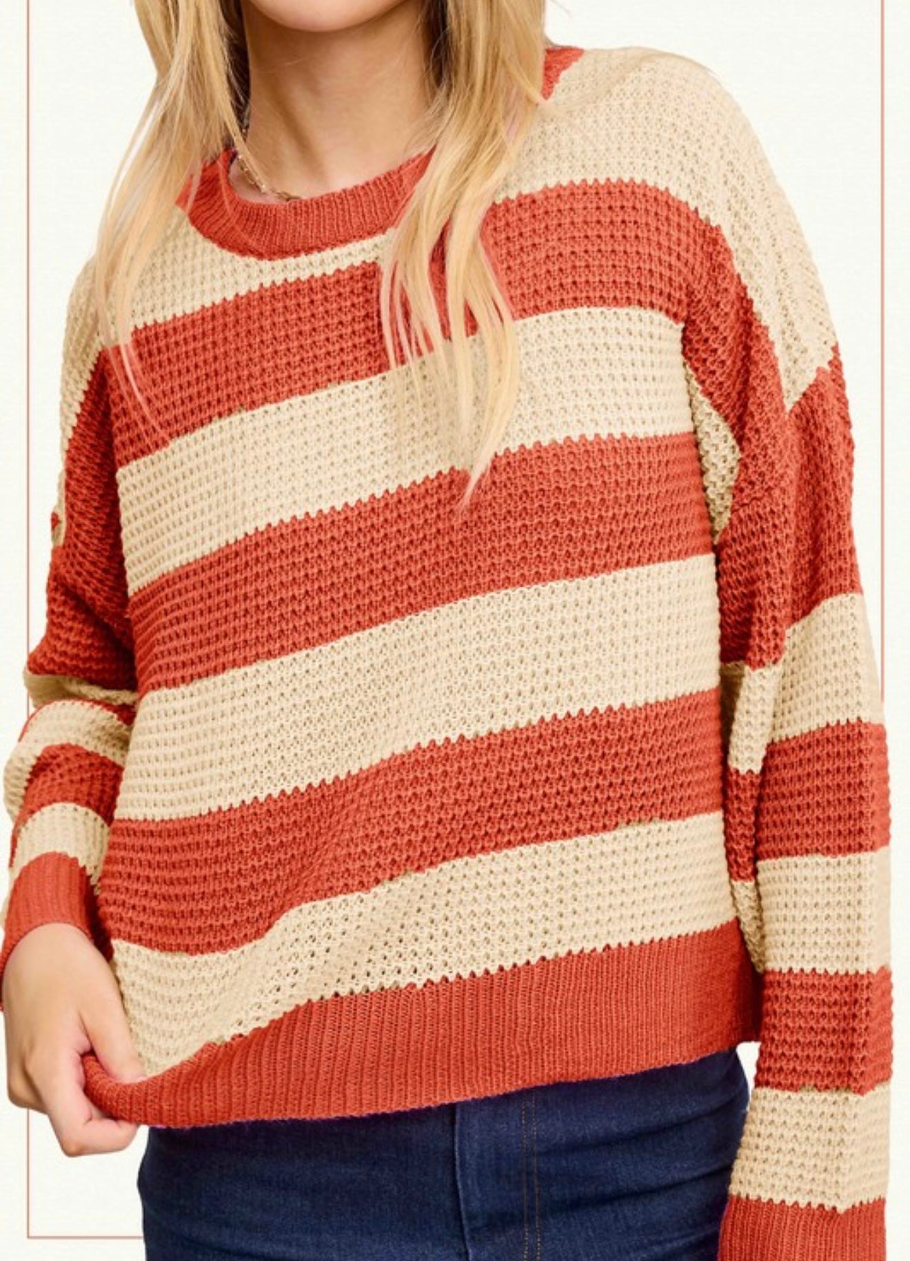 Super Soft Striped Round Neck Loose Fit Sweater