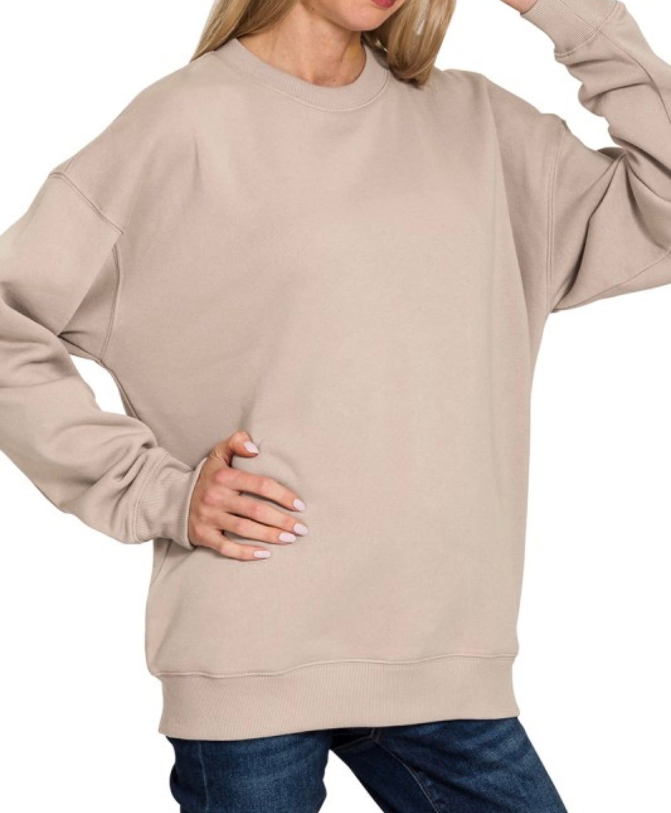 Zenana Fleece Round Neck Sweatshirt