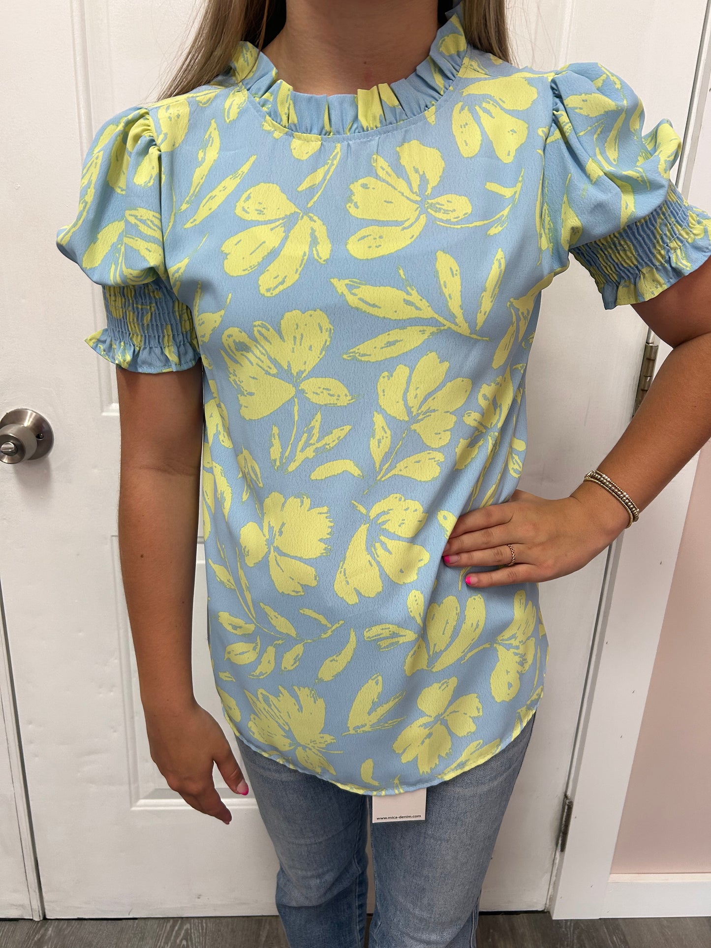 Blue/Green Floral Blouse