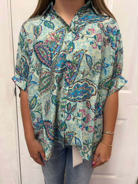 Blue Paisley Top