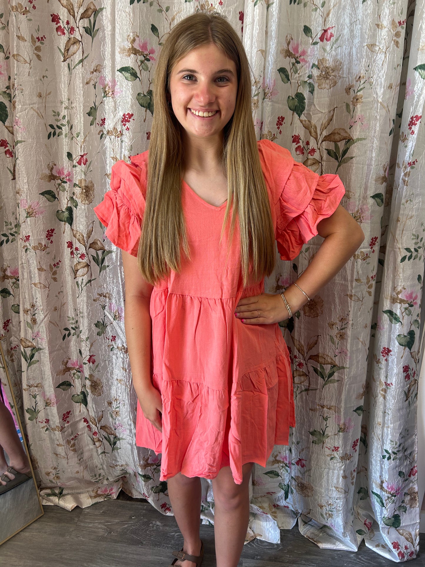 Ruffle Short Sleeve Dress
