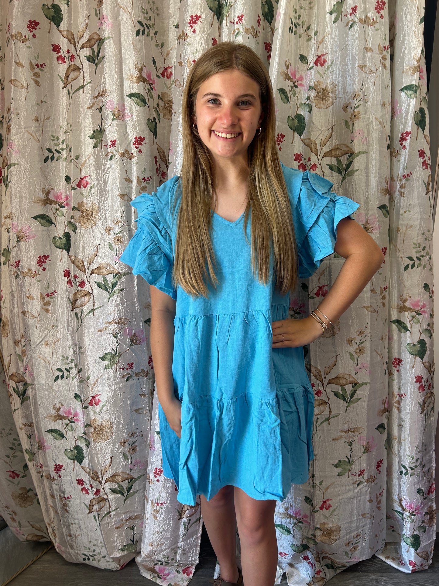 Ruffle Short Sleeve Dress