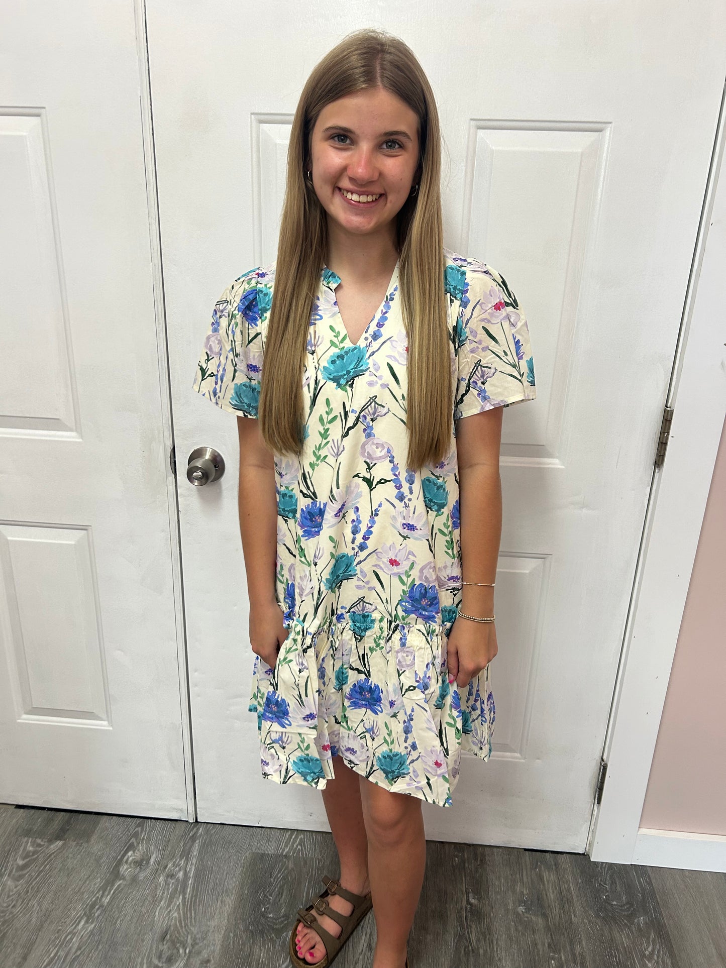 Blue Floral Mini Dress