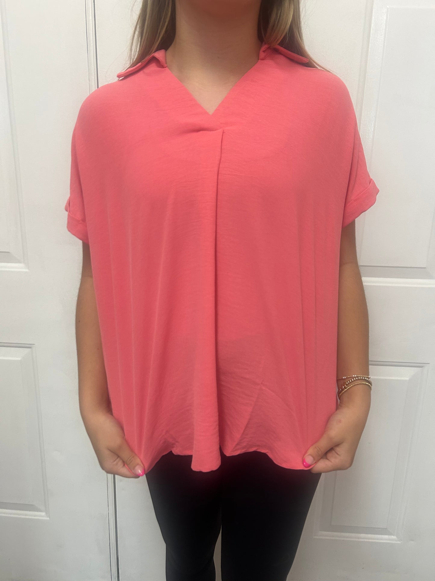 V-Neck Collared Top