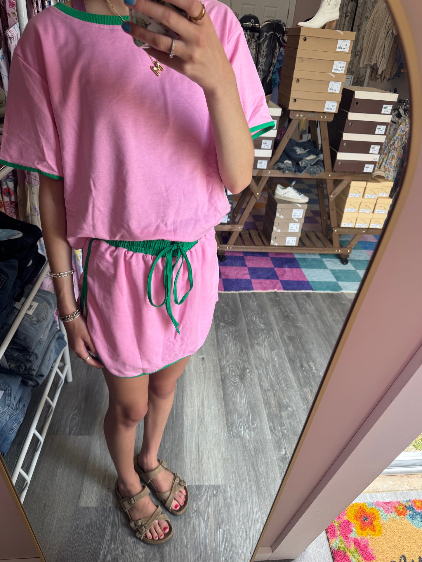 Pink/Green Skort Set
