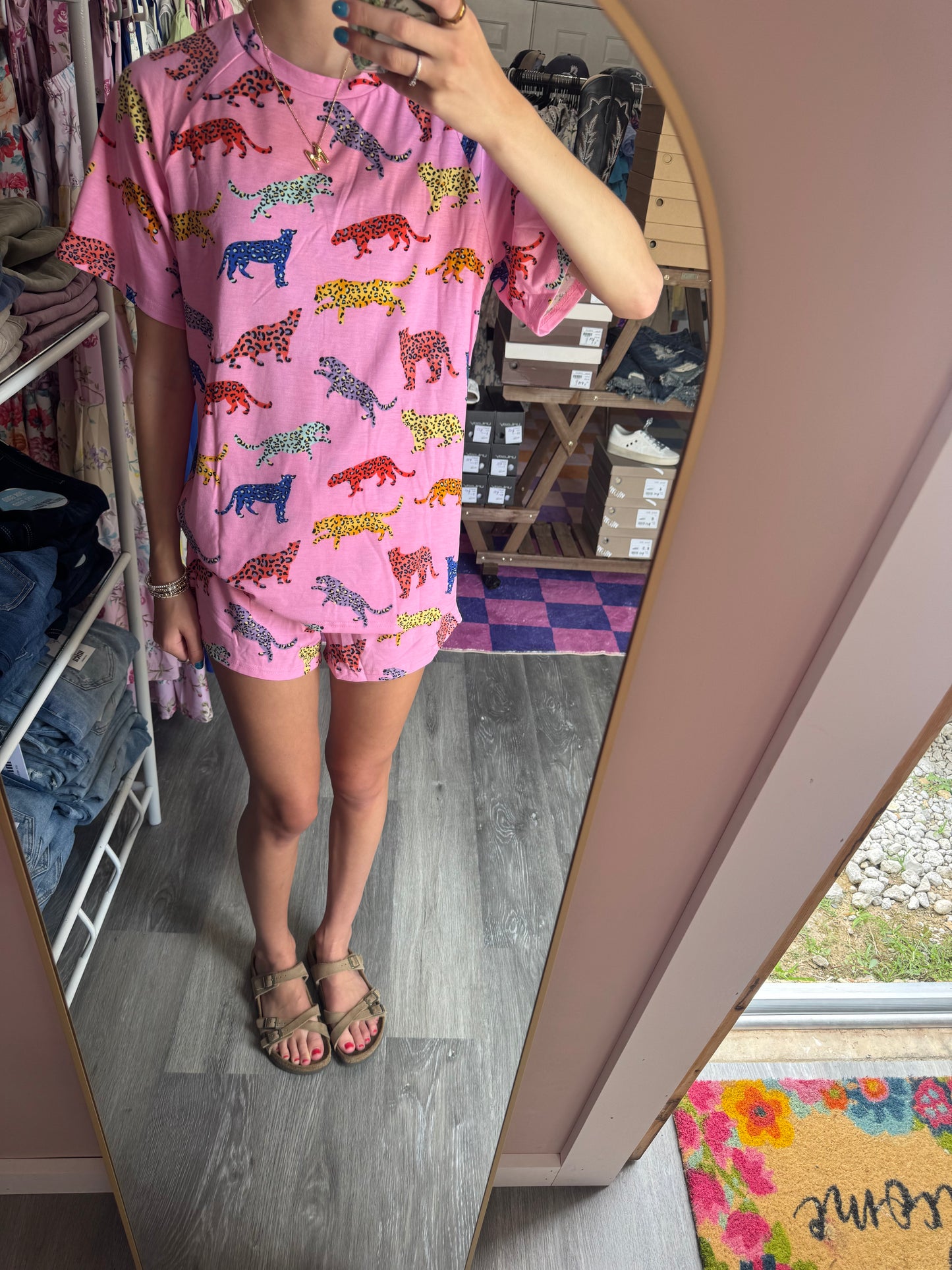 Pink Leopard Short Set