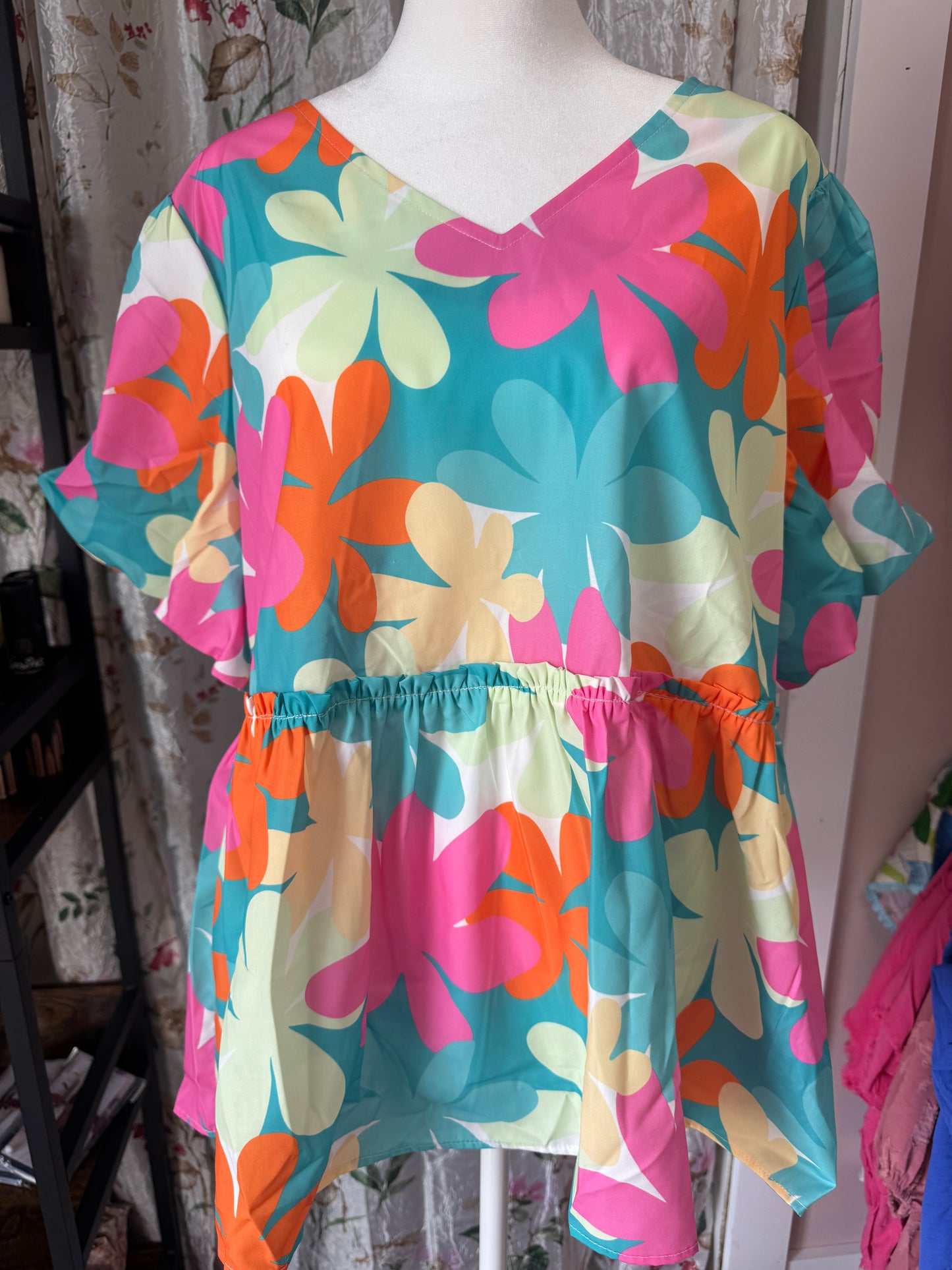 Pink Floral Print Blouse