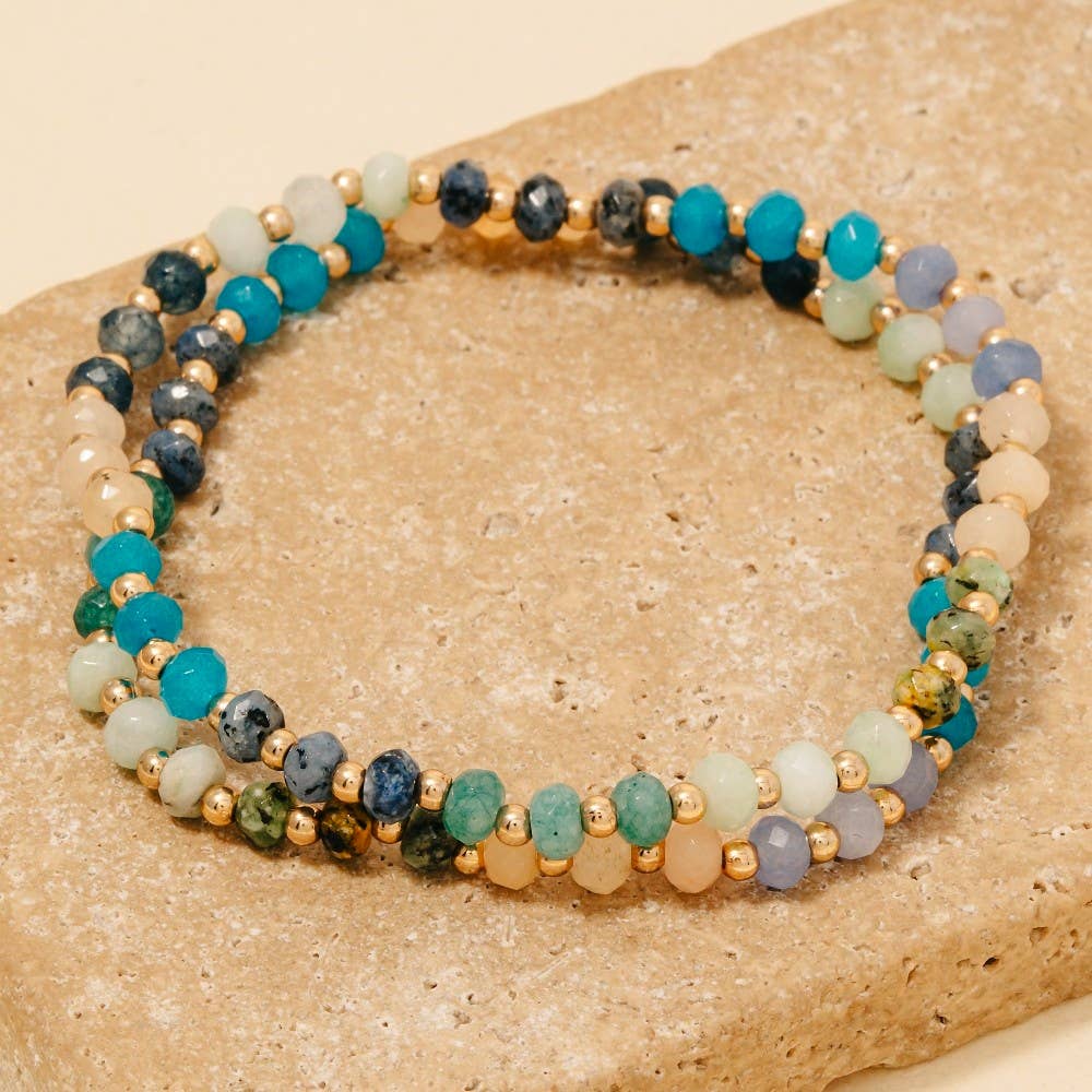 Semi Precious Faceted Stone Beaded Bracelet