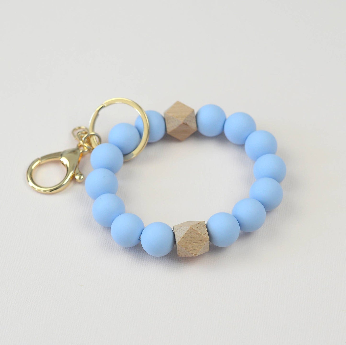 Solid Neutrals Silicone Keyring, Wristlet Keychain, Beaded