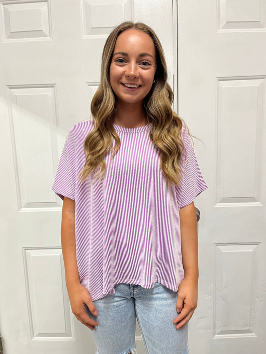 Purple Ribbed Top