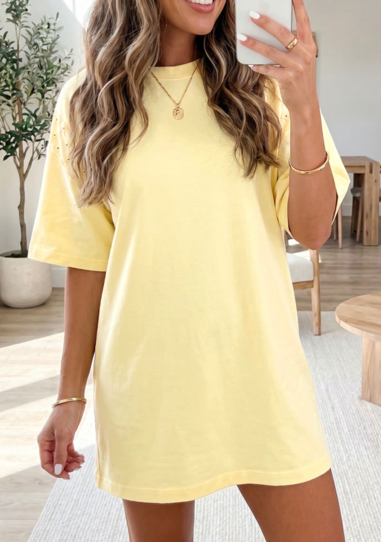 Yellow Cream Tshirt Dress-Pre/Order