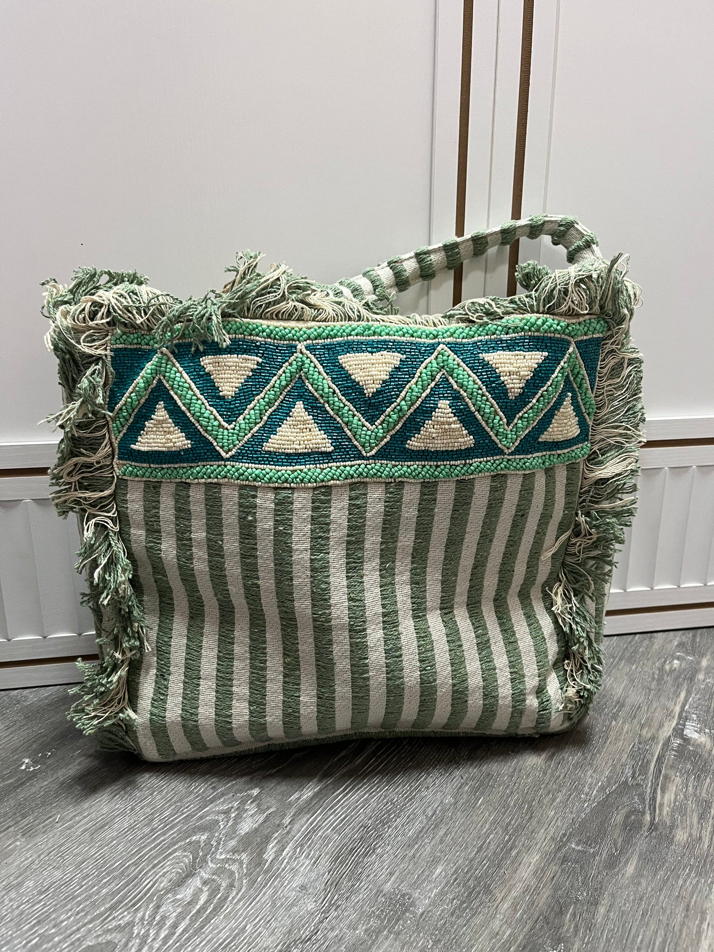 Green Boho Frayed Bag