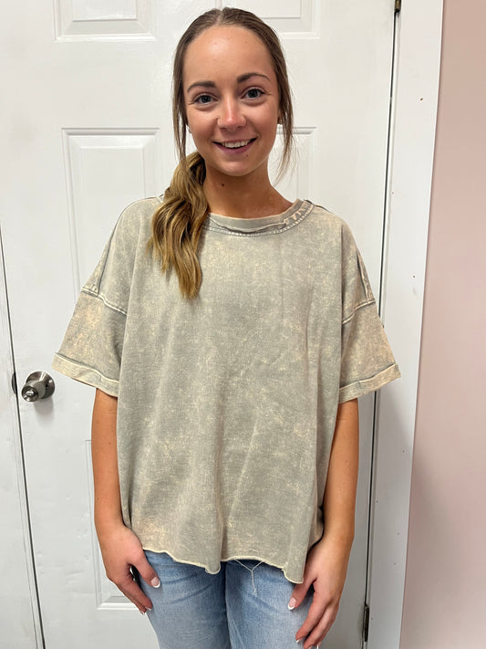 Sleet Acid Washed Frayed Top