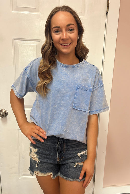 Blue Mineral Washed Tee