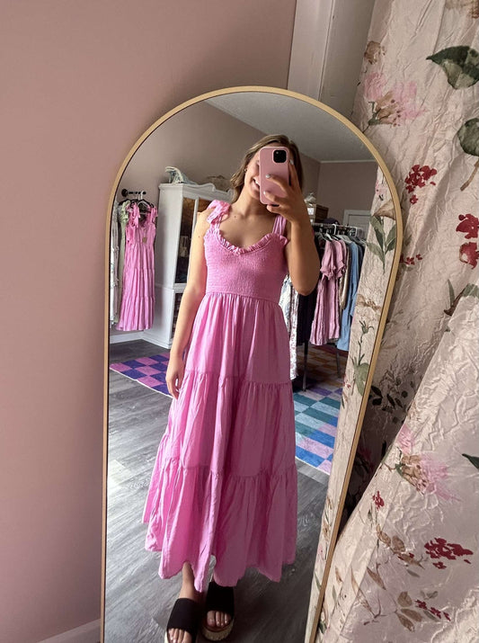 Pink Tie Maxi Dress