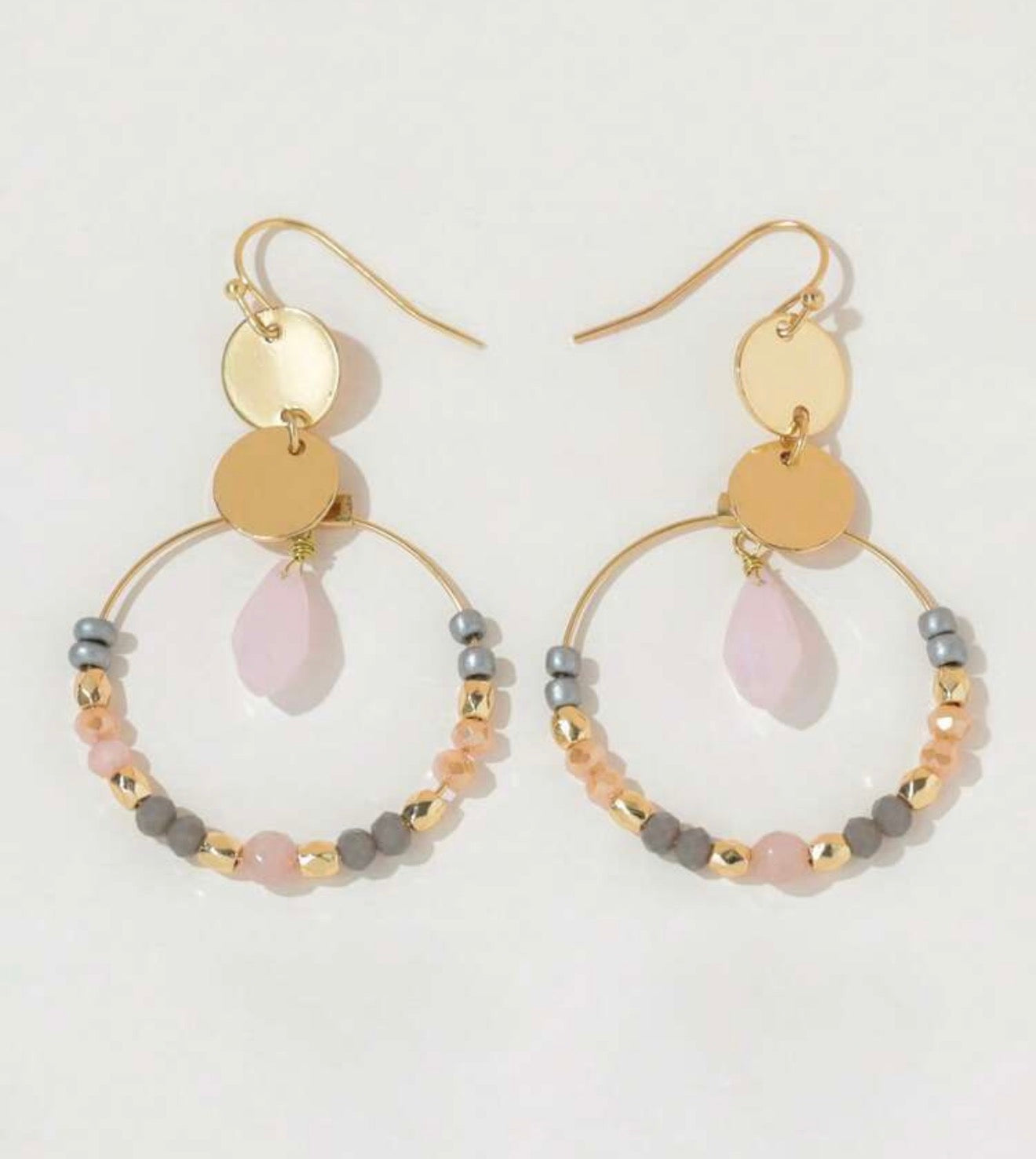 Crystal Beaded Round Earrings