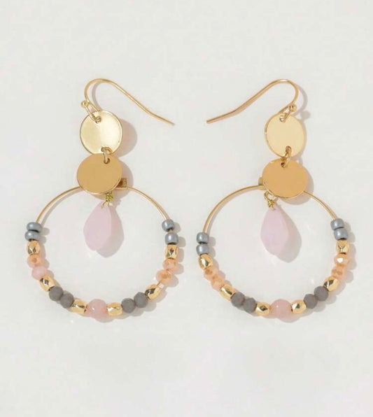 Crystal Beaded Round Earrings