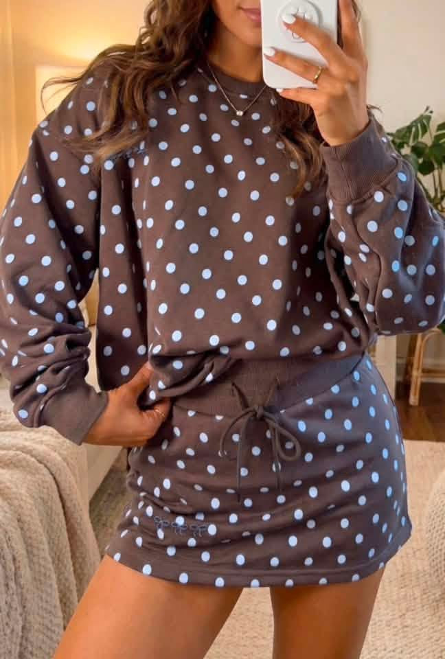 Brown Polka Dot Skort Set-Pre/Order