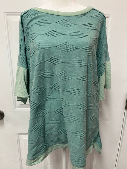 Curvy Teal Aztec Blouse