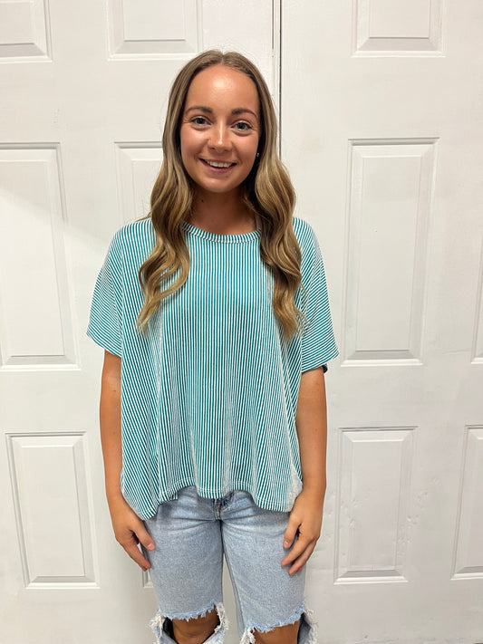 Teal Ribbed Top