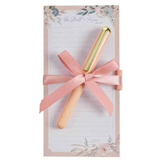 Magnetic Shopping List w/pen Be Still Pink/Blue Floral