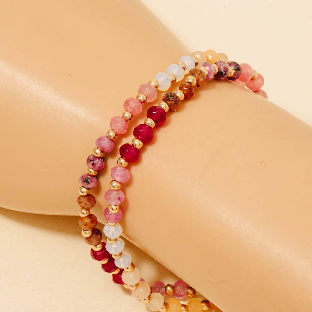 Semi Precious Faceted Stone Beaded Bracelet