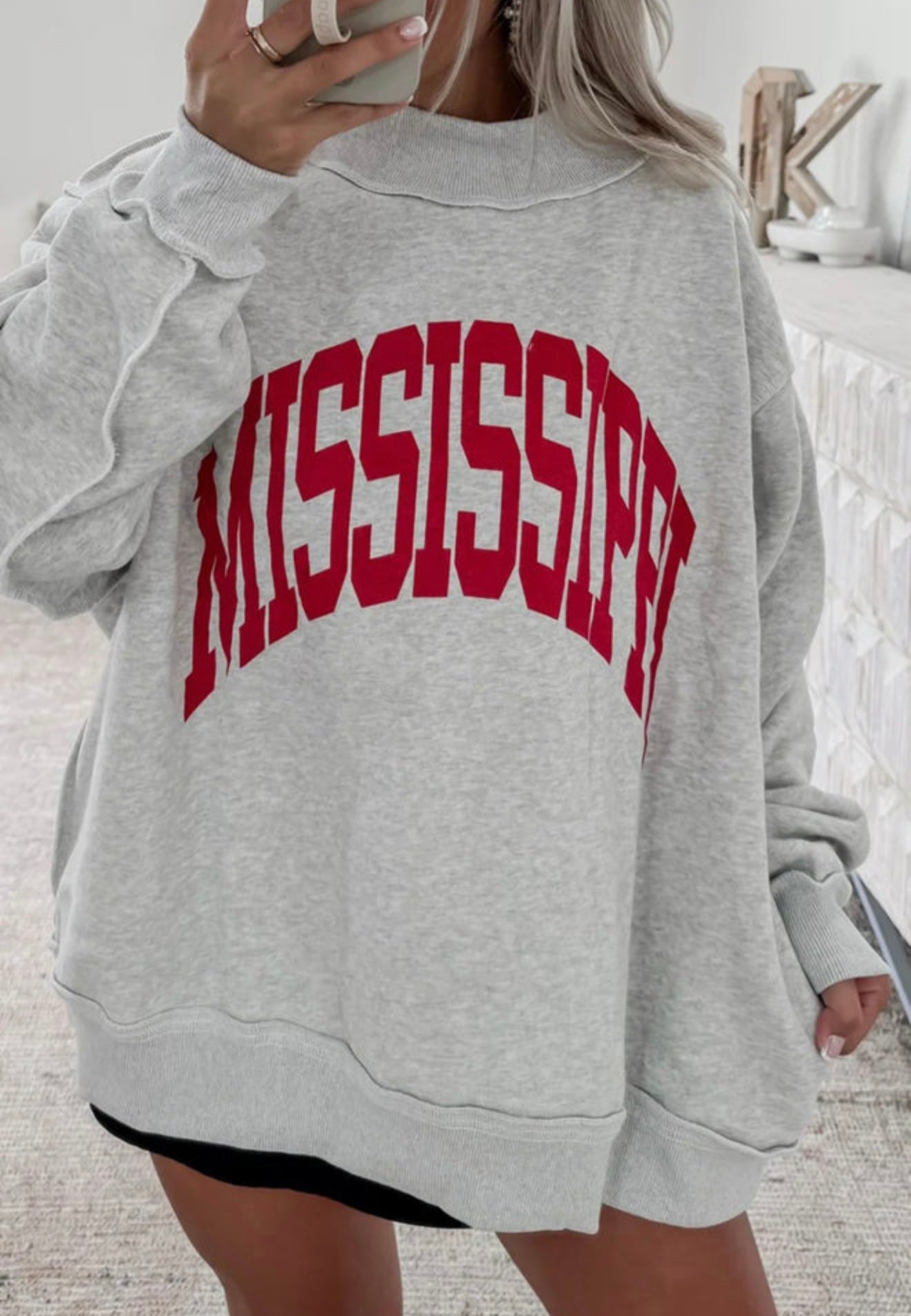 Light Grey MS Reversible Printed Mock Neck Sweatshirt